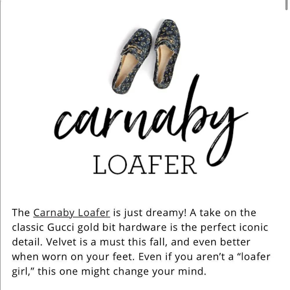 Cabi Carnaby Blue Velvet Floral Slip On Penny Loafer